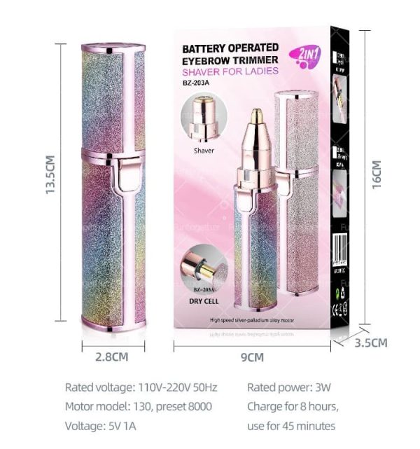 2 In 1 Electric Eyebrow Trimmer & Shaver – Rechargeable, Painless Hair Removal For Women