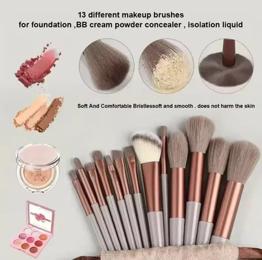 12-piece Professional Makeup Brush Set With Roll-up Pouch – Soft Bristles & Wooden Handles