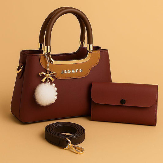 Stylish Girl's Hand Bag Set - 2 Pcs Rexine in Vibrant Colors