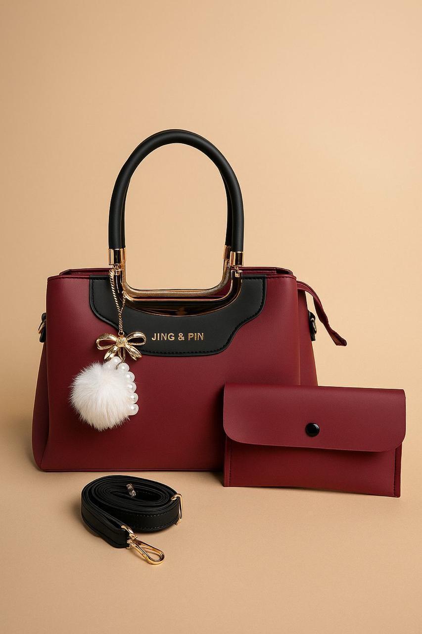Stylish Girl's Hand Bag Set - 2 Pcs Rexine in Vibrant Colors