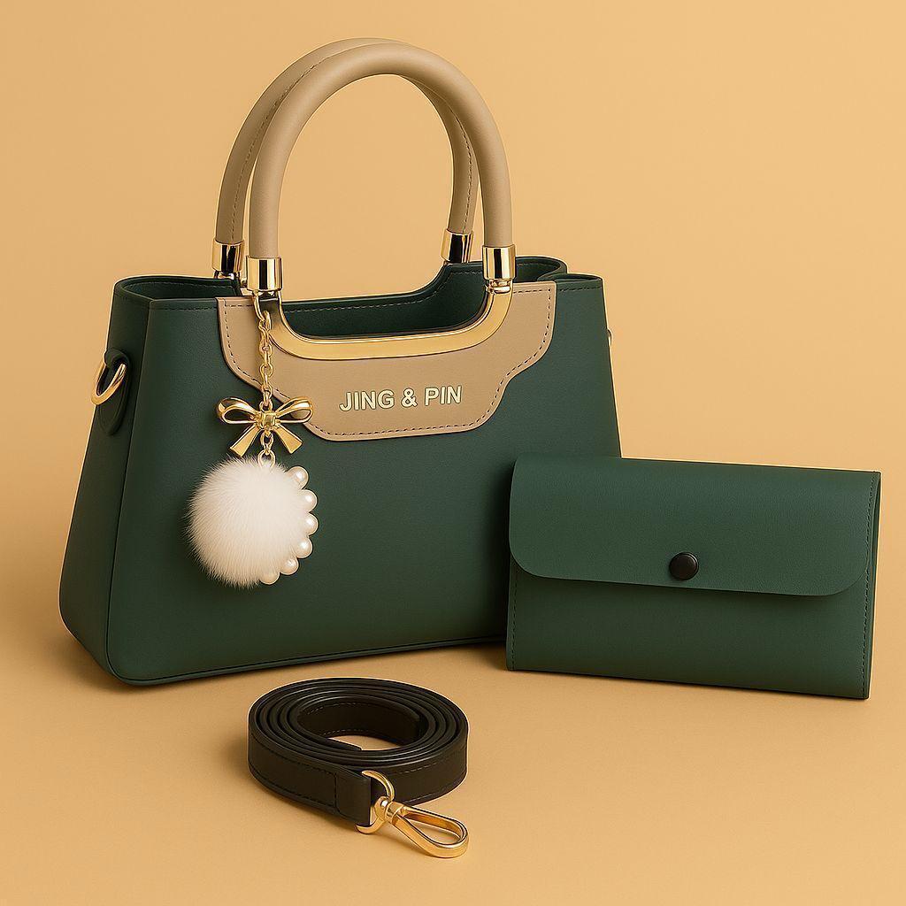 Stylish Girl's Hand Bag Set - 2 Pcs Rexine in Vibrant Colors