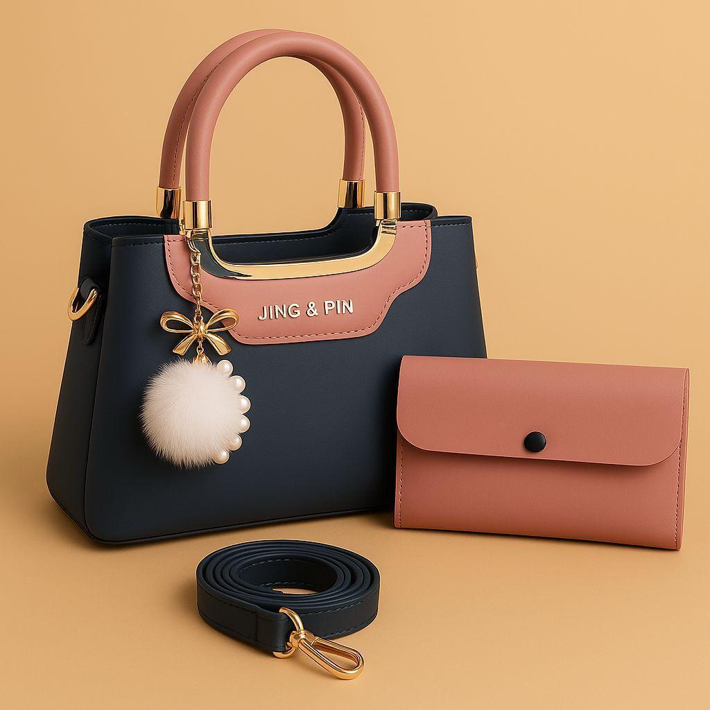 Stylish Girl's Hand Bag Set - 2 Pcs Rexine in Vibrant Colors