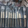 12-piece Professional Makeup Brush Set With Roll-up Pouch – Soft Bristles & Wooden Handles