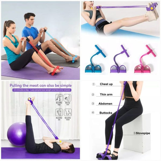 Double String Rubber Tummy Trimmer – Portable Core Strengthening & Muscle Toning Exercise Tool For Home & Gym (random Color)